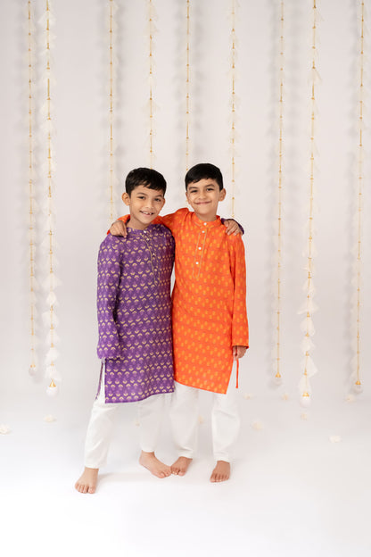 Purple Festive kurta with Pants