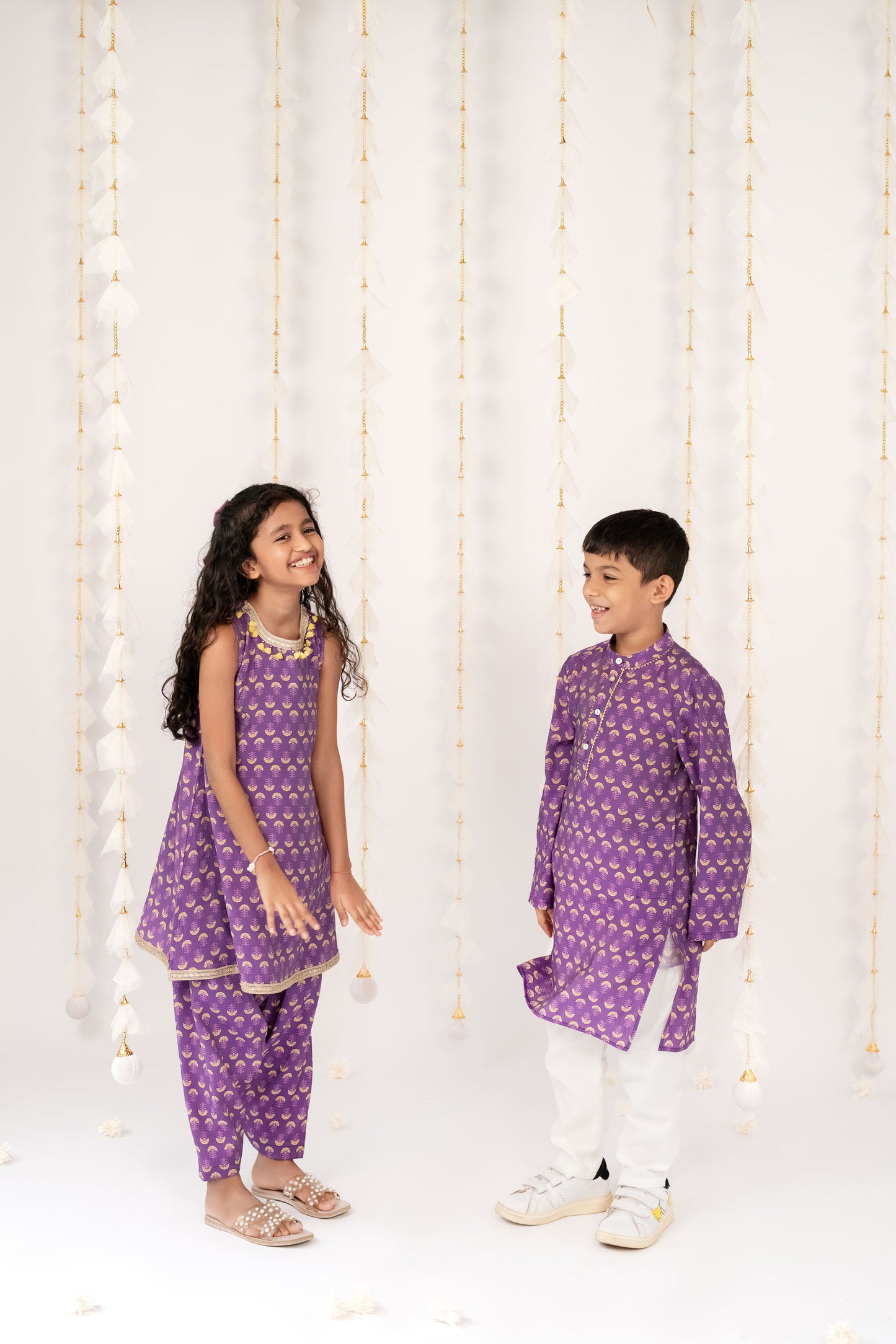 Purple Festive kurta with Pants