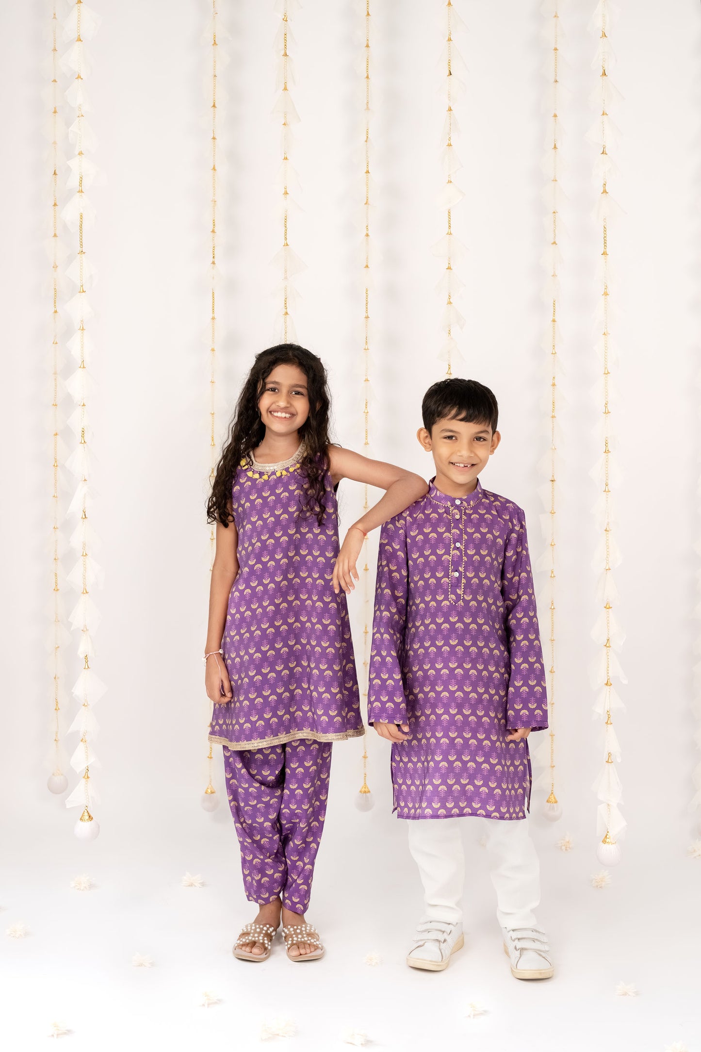 Purple Festive kurta with Pants