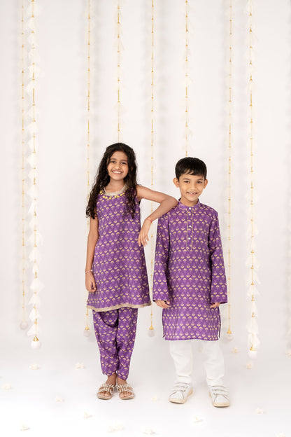 Purple Festive kurta with Pants