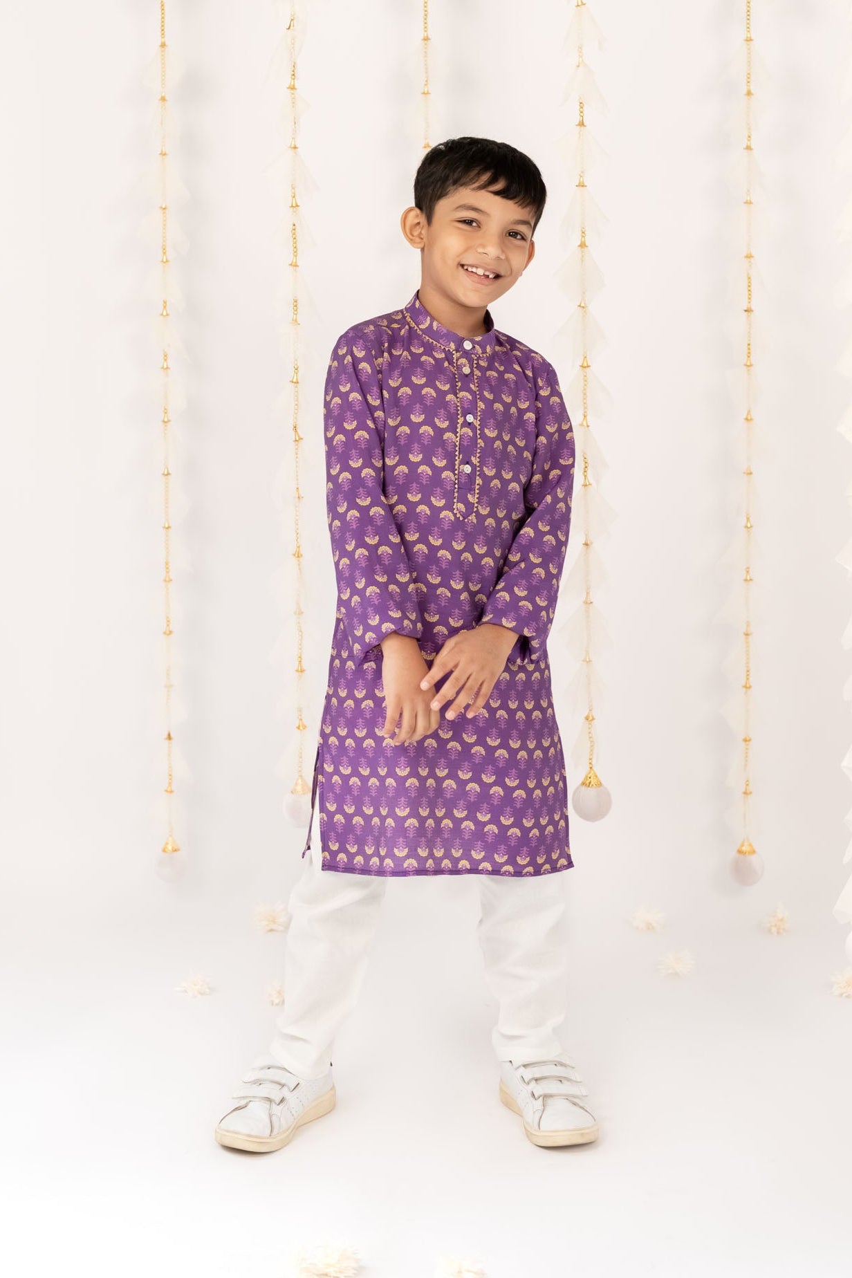 Purple Festive kurta with Pants
