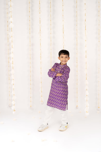 Purple Festive kurta with Pants