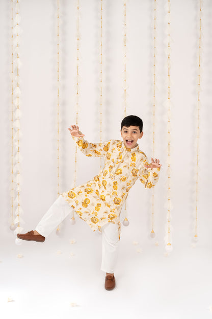 Yellow Garden Kurta with Pants