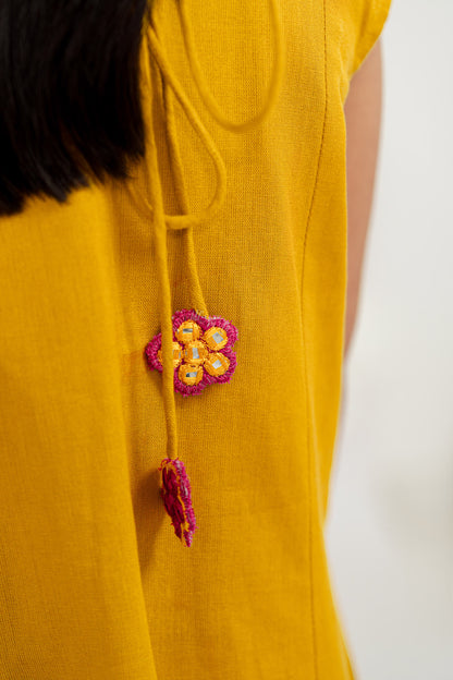 MUSTARD BLOSSOM EMBELLISHED KURTA SET