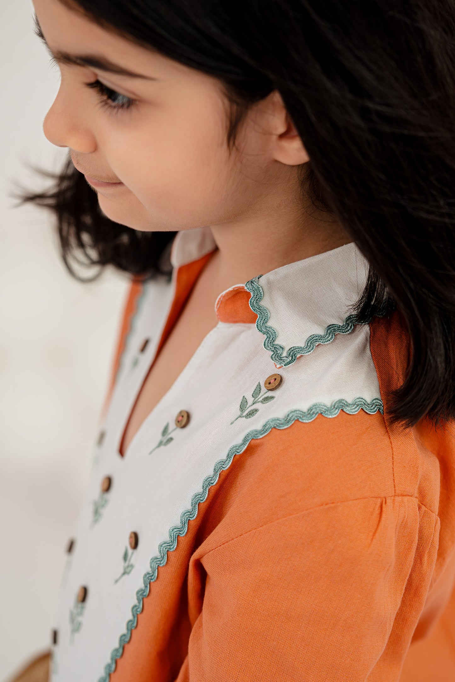 PLAYFUL PETALS PUFF SLEEVE ORANGE DRESS