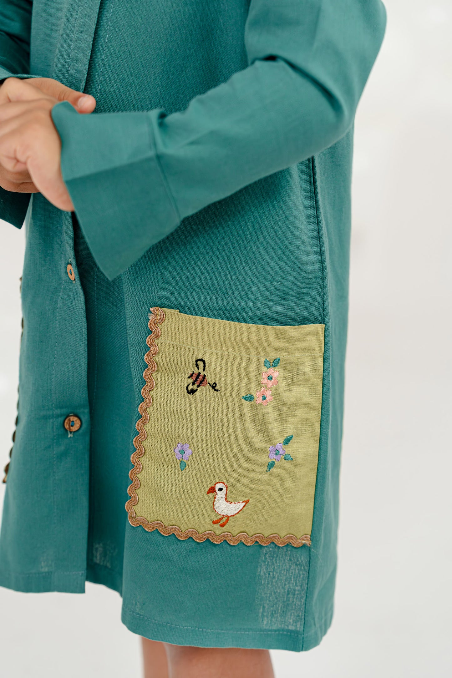 NATURE’S TREASURE TEAL BLUE POCKET DRESS
