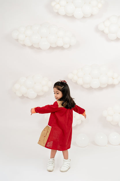 TINY HEARTS RED PATCHWORK DRESS