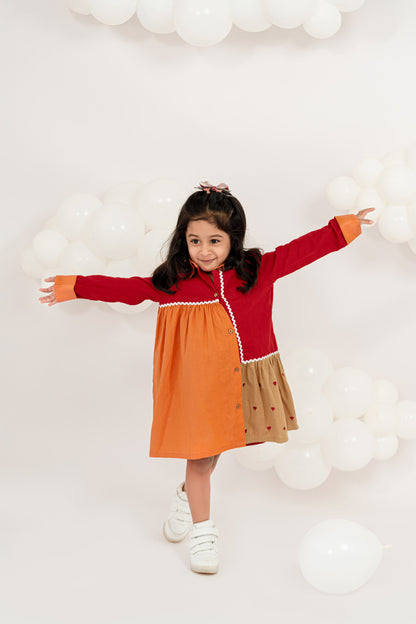 TINY HEARTS RED PATCHWORK DRESS