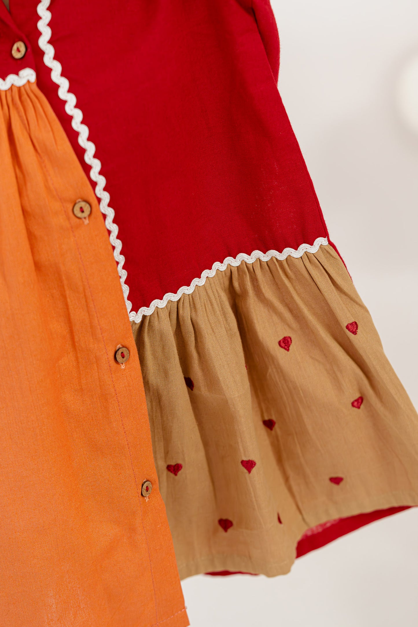 TINY HEARTS RED PATCHWORK DRESS