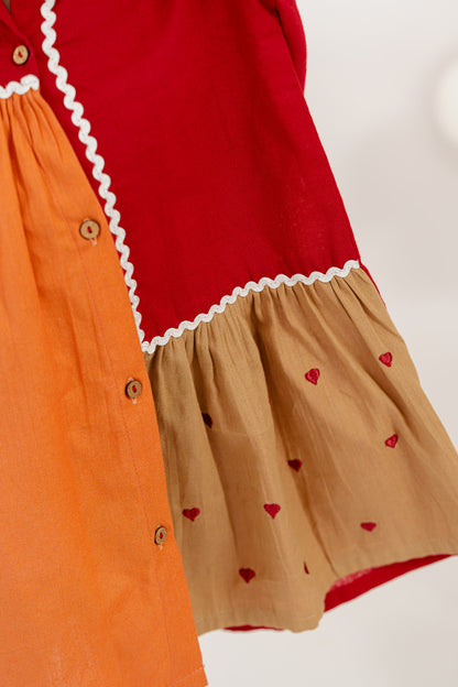 TINY HEARTS RED PATCHWORK DRESS