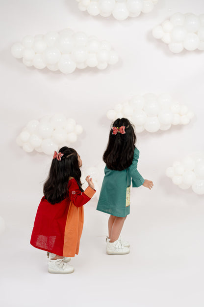 TINY HEARTS RED PATCHWORK DRESS