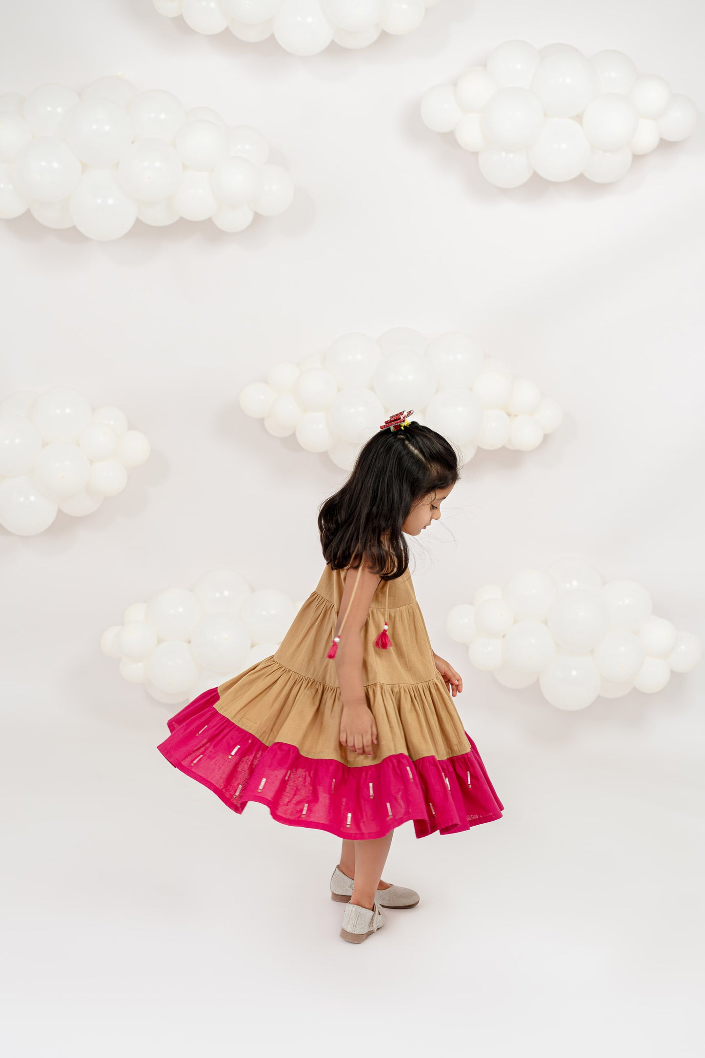 TASSEL TWIRL BEIGE DRESS