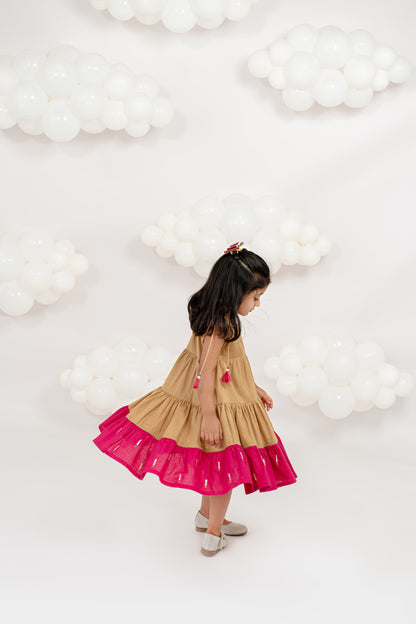 TASSEL TWIRL BEIGE DRESS