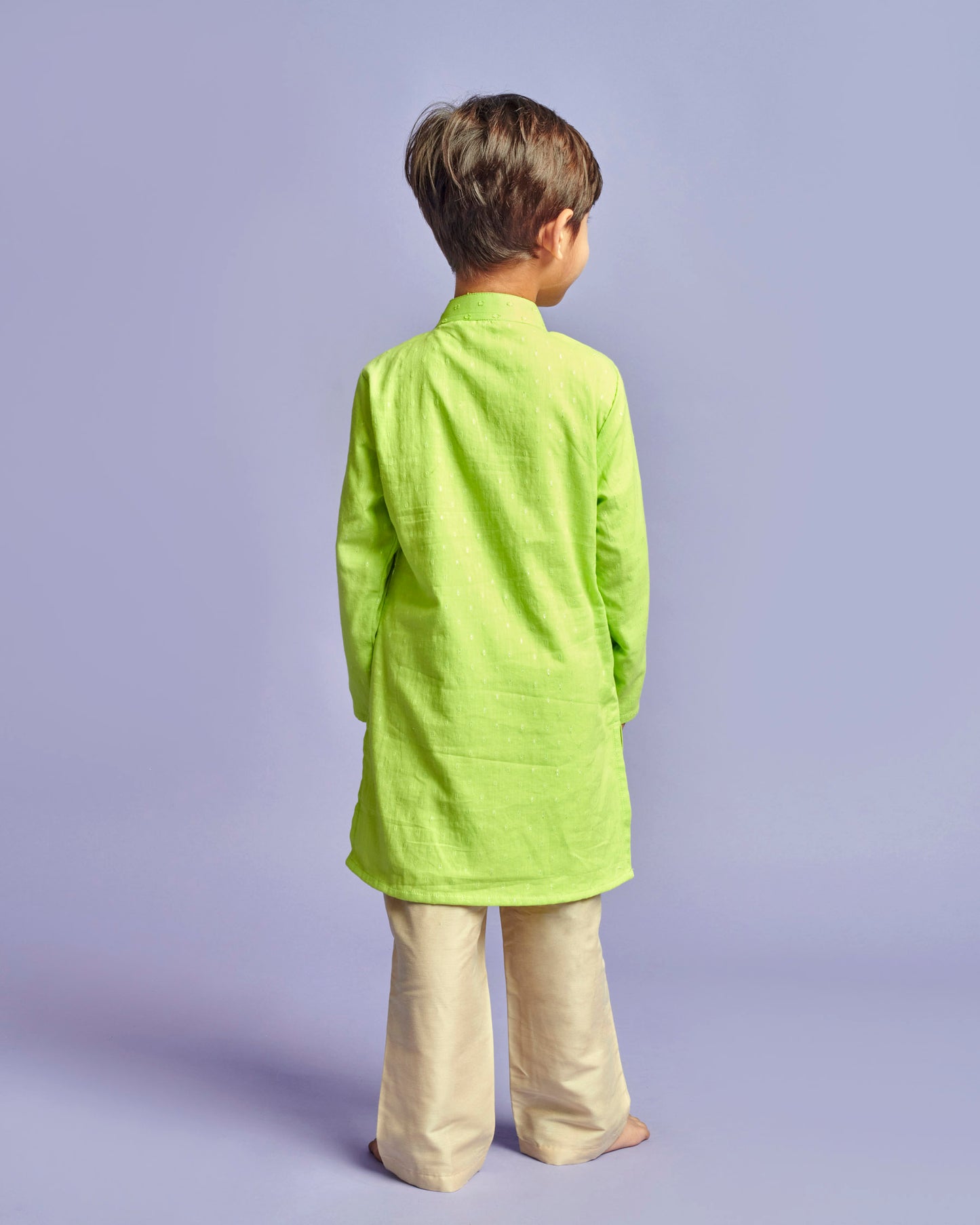 LIME GREEN KURTA SET WITH ABLA  BORDER