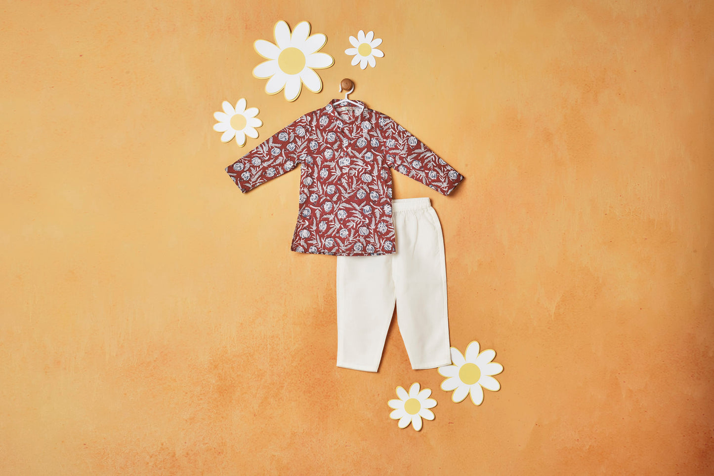 MAROON FLORAL KURTA SET