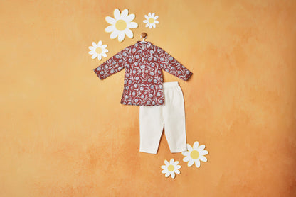 MAROON FLORAL KURTA SET