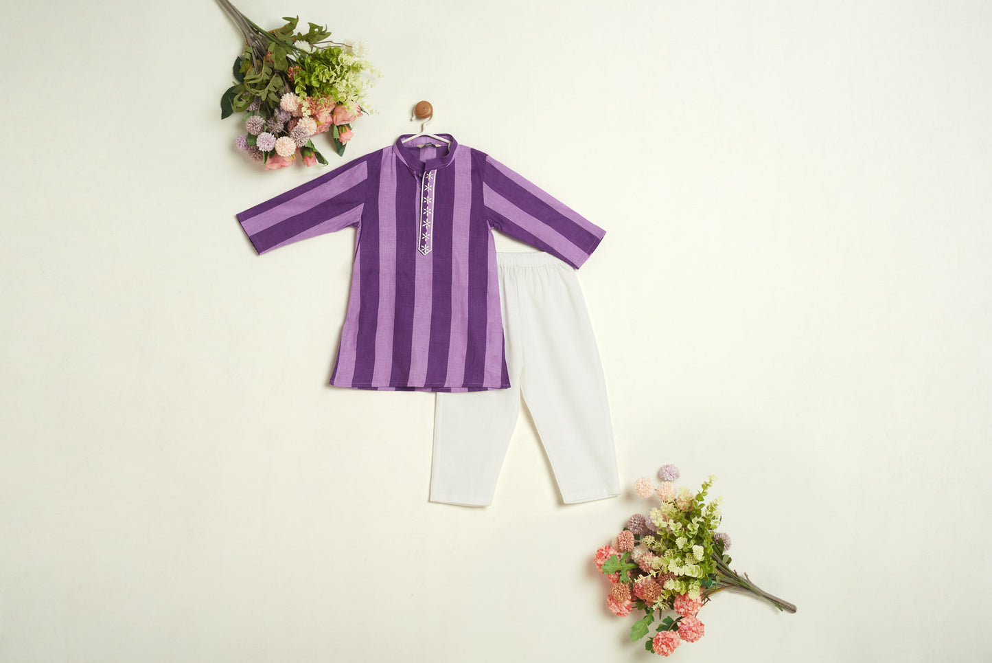 PUPRLE STRIPES KURTA SET