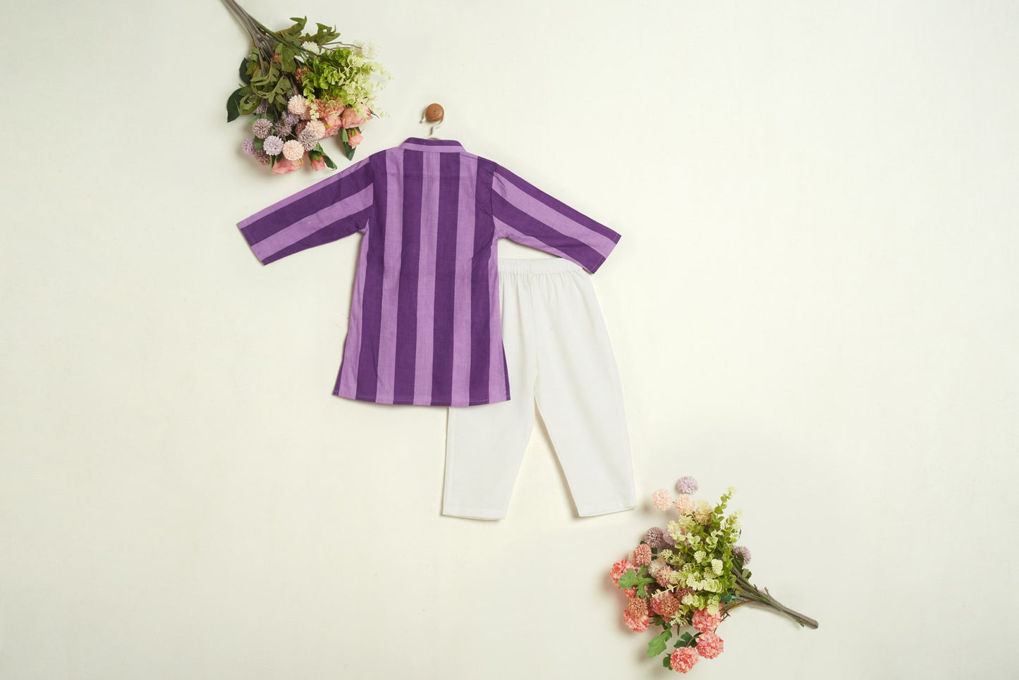PUPRLE STRIPES KURTA SET
