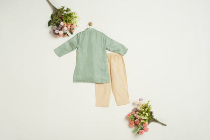 ZARDOZI FLOWER SEA GREEN KURTA SET