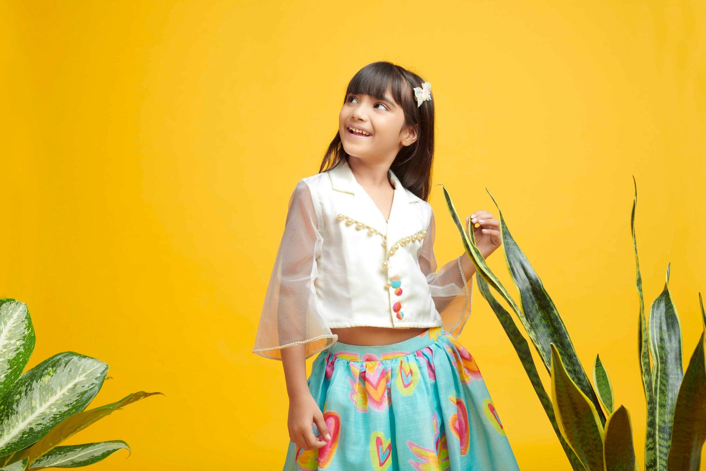 MULTI COLOR HEART PRINT SKIRT TOP