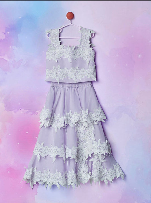 LAVENDER LAYERED GATHERING SKIRT SET