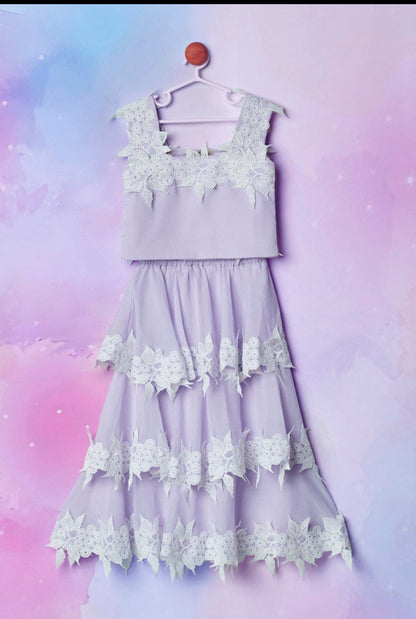 LAVENDER LAYERED GATHERING SKIRT SET