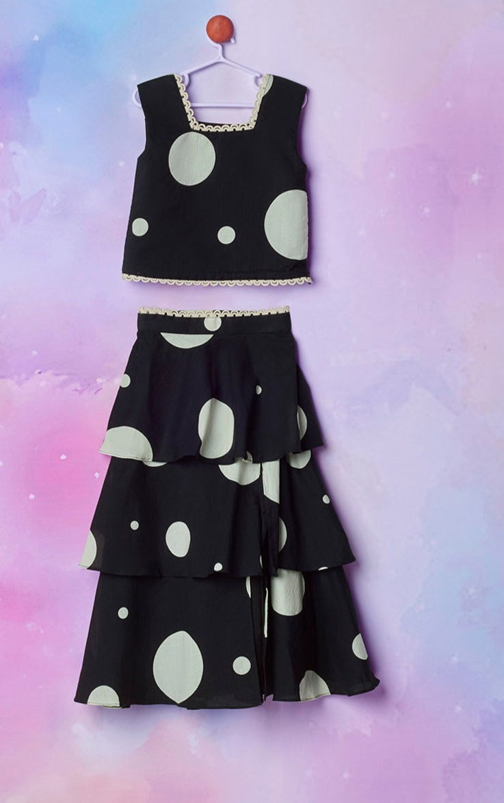 POLKA LAYERED GATHERING SKIRT SET