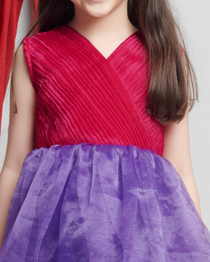 CLASSIC PINK AND PURPLE ORGANZA FROCK