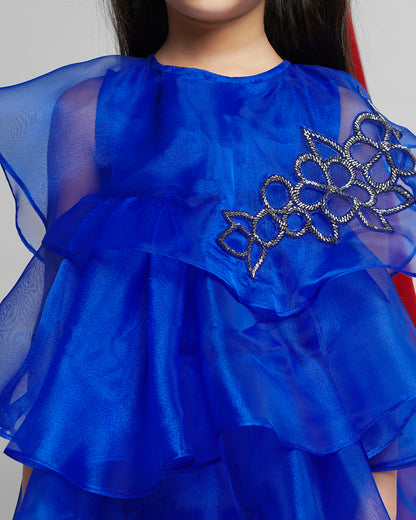 BLUE ORGANZA FROCK