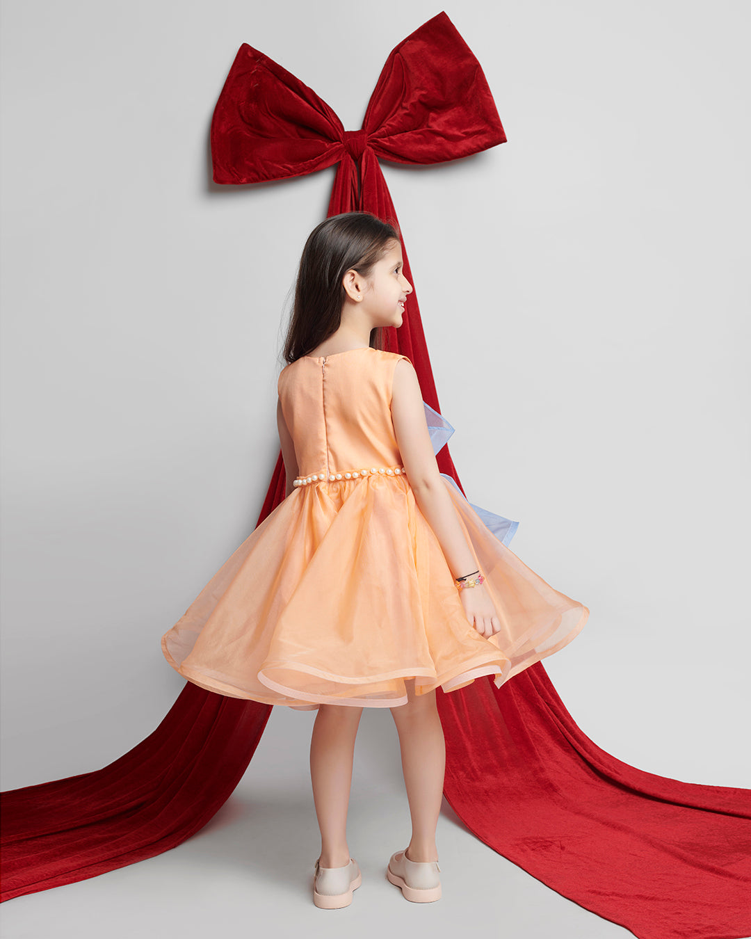 PEACH DRAMATIC FROCK