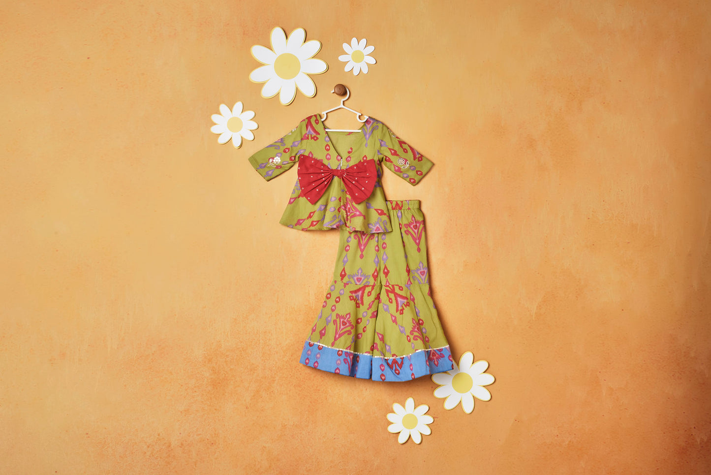 GOTTA FLOWER GREEN PEPLUM SET