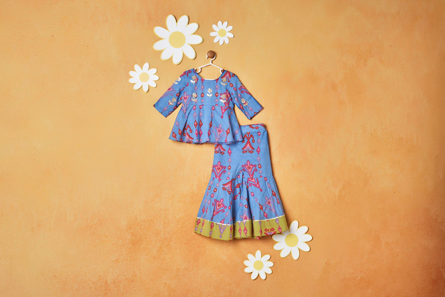 GOTTA FLOWER BLUE PEPLUM SET