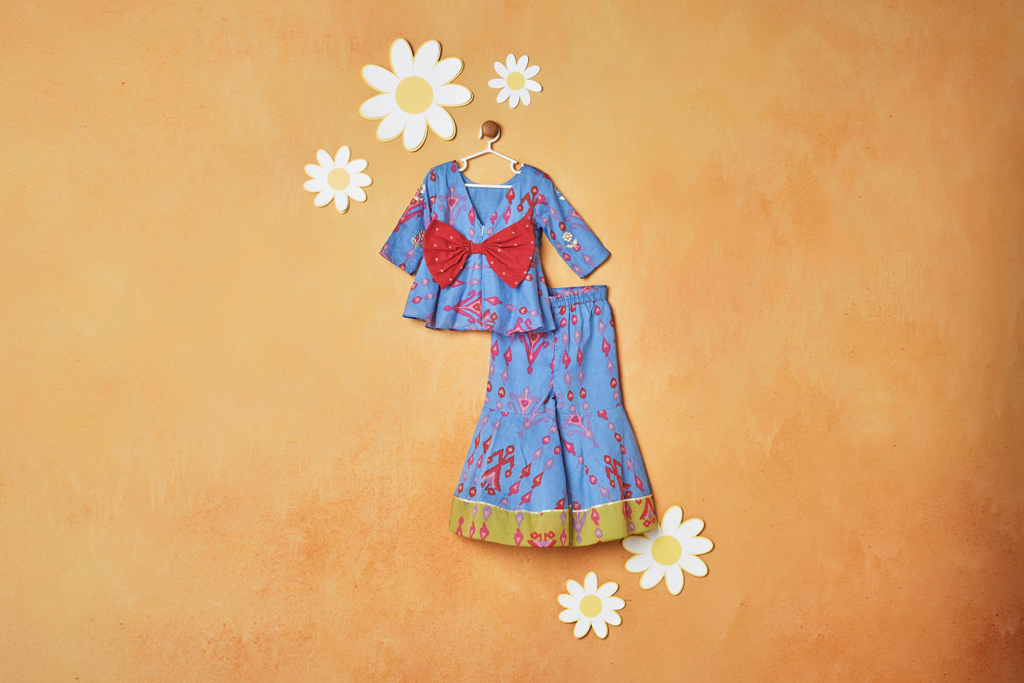 GOTTA FLOWER BLUE PEPLUM SET