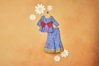GOTTA FLOWER BLUE PEPLUM SET