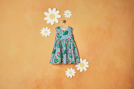 SUMMER PRINT BLUE FROCK
