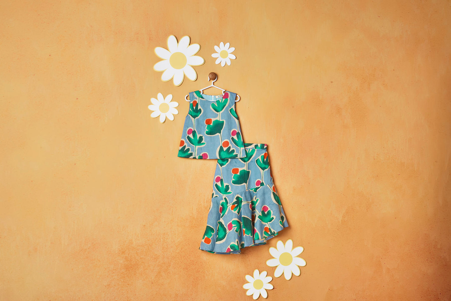 SUMMER PRINT BLUE CORD SET