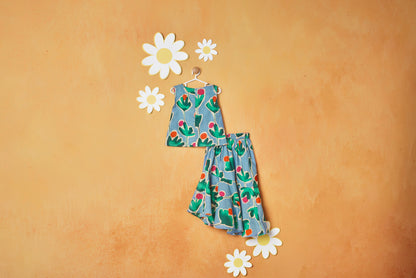 SUMMER PRINT BLUE CORD SET