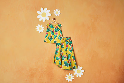 SUMMER PRINT YELLOW CORD SET
