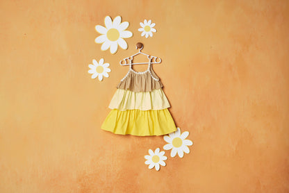 YELLOW TRIO LAYER FROCK