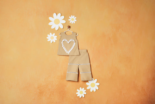BEIGE DAZZLING HEART SET