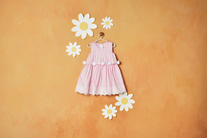 WHITE POM POM PINK DRESS