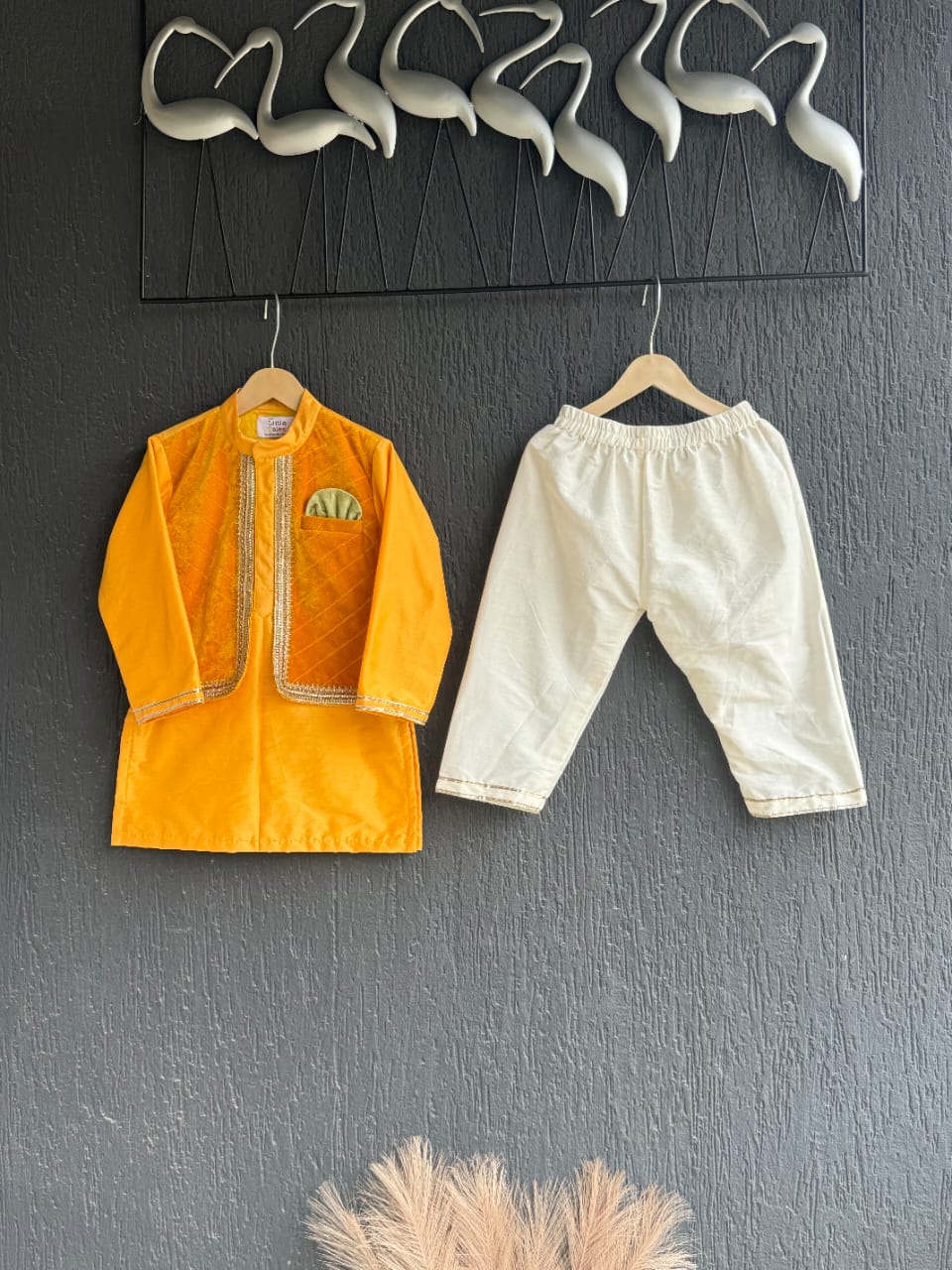 YELLOW VELVET KURTA SET