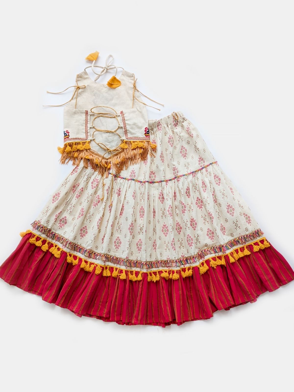 Halemons Girls Pure Handloom Pleated Festive Lehenga Choli Shrinathji