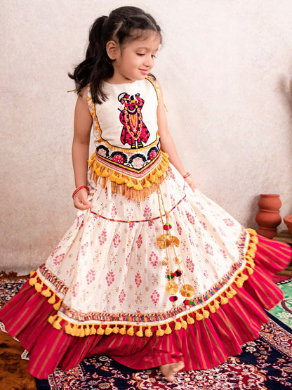 Halemons Girls Pure Handloom Pleated Festive Lehenga Choli Shrinathji