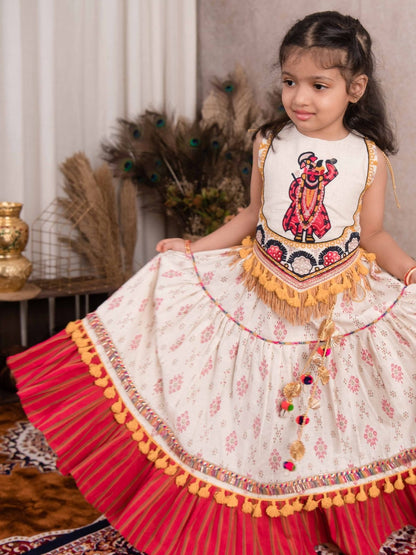 Halemons Girls Pure Handloom Pleated Festive Lehenga Choli Shrinathji