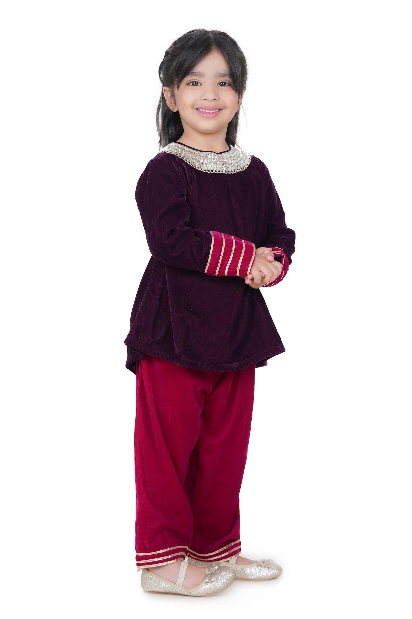 CHOKER WINE GIRLS SALWAR SUIT