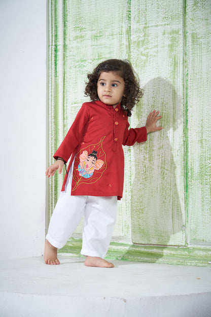 RED GANPATI KURTA