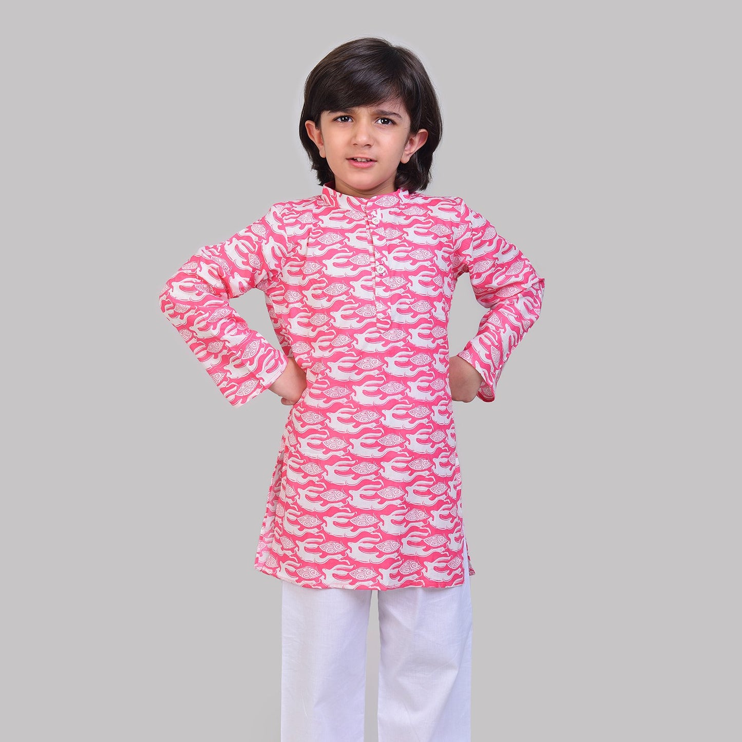 COTTON PRINTED KURTA & PAJAMA SET