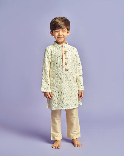 SELF WEAVED ABLA KURTA SET