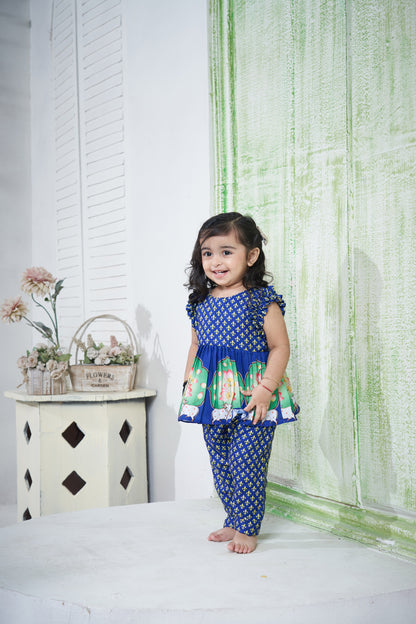 PICHWAI BLUE PEPLUM PANT SET